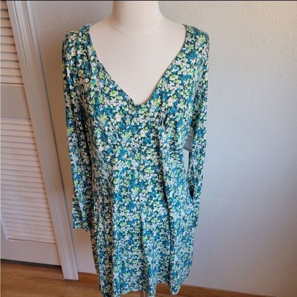 NWT Nordstrom BP Blue Green Floral Dress - Picture 3 of 6